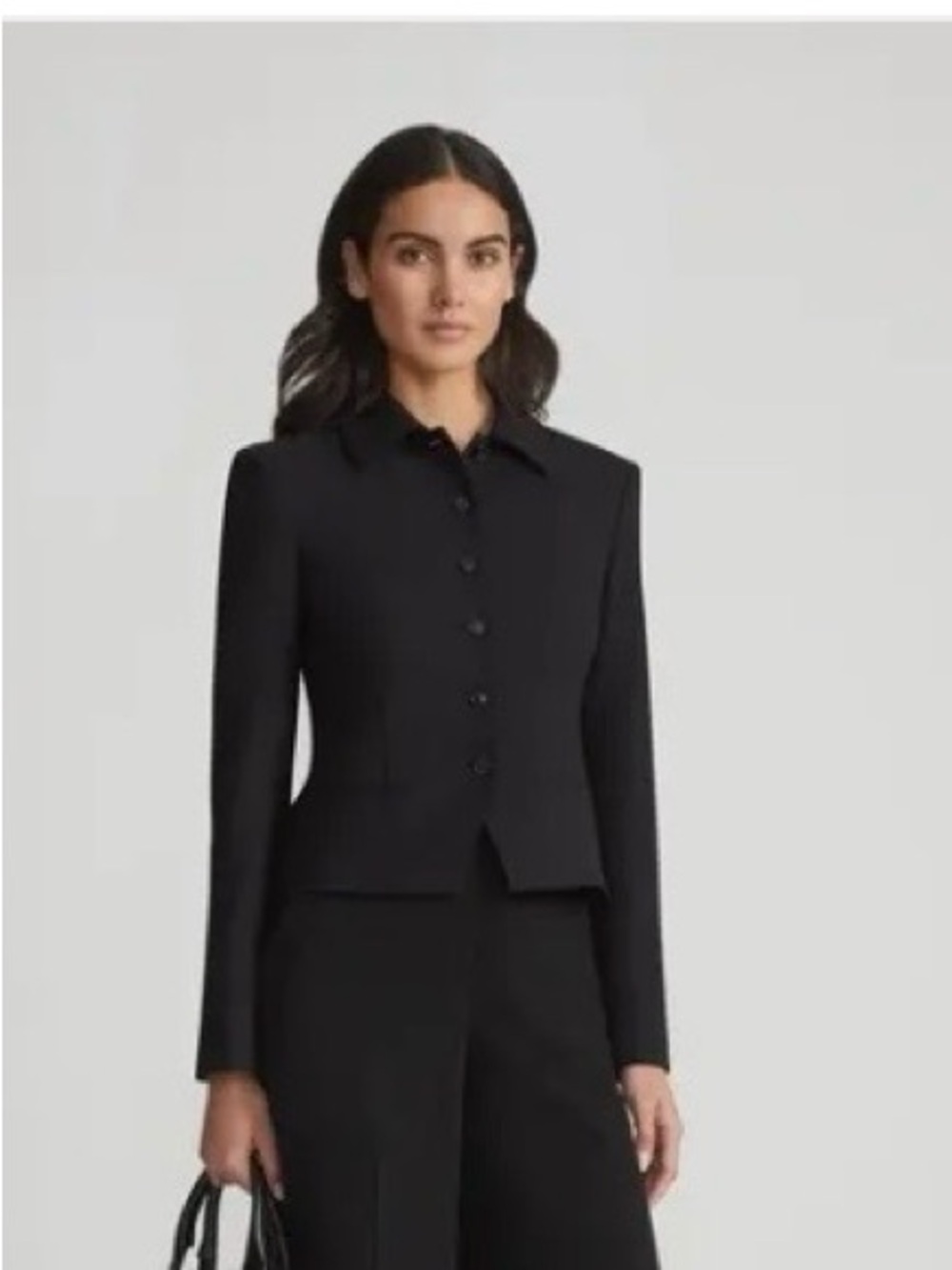Lafayette 148 New York Black Fitted Button-Front Jacket
